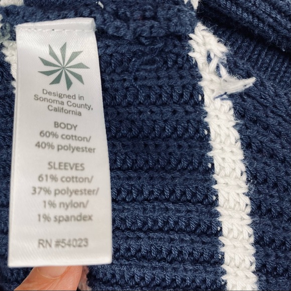 ATHLETA Peaceful Wrap Oversized Knit Open Cardigan Stripe Navy Blue - Size Small - Picture 9 of 9